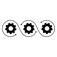 Workflow process icon in flat style. Gear cog wheel with arrows vector illustration on white isolated background.  Workflow business concept.