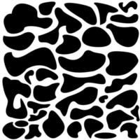 Set of random blotch, inkblot. Colored, black organic blob, blot. Drop of liquid, fluid. Pebble, stone silhouette. Ink stain, mottle spot irregular shape. Vector basic, simple rounded, smooth form.