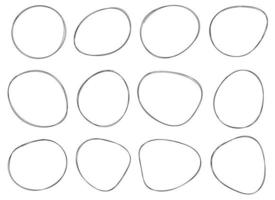 Hand drawn circle highlighting vector set isolated on white