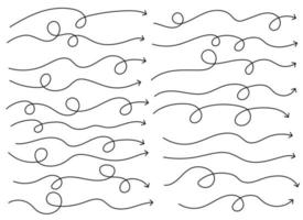 Hand drawn curved arrow shape. Arrow line. Arrow icon set vector