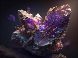 Beautiful purple amethyst natural gemstone technology photo