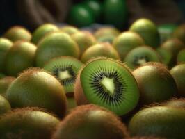 hermosa orgánico antecedentes de recién escogido kiwi creado con generativo ai tecnología foto