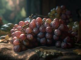 Beautiful organic background of freshly picked grapes created with technology photo