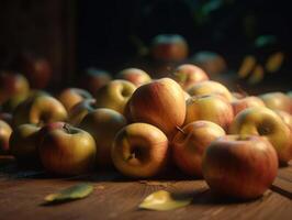 Beautiful organic background of freshly picked apples created with technology photo