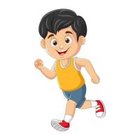 Vector cartoon happy little boy running