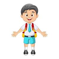 Vector cartoon happy school boy in uniform