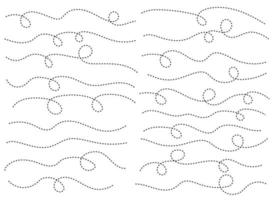 Hand drawn dotted curved line shape.  Curved line icon collection. Vector illustration isolated on white background