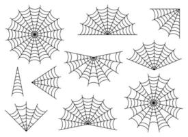 araña web icono conjunto aislado en blanco. negro Víspera de Todos los Santos telaraña vector ilustración