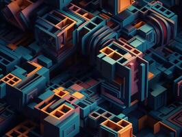 Dark abstract geometric grid pattern Seamless background created with technology photo