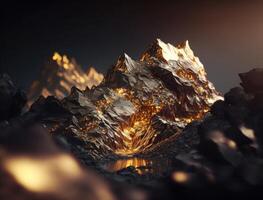 Fantasy golden mountains background created with technology photo