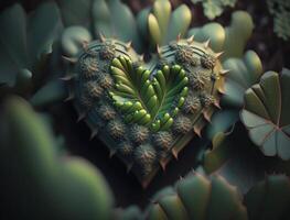 Green heart that represents environmental protection created with technology photo