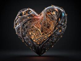 Realistic translucent heart shaped crystal zircon, natural gemstone technology photo