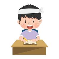 student the boy writing on his desk vector