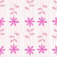 Cute flower seamless pattern. Naive art style. Hand drawn floral endless background. vector