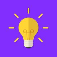 Flat design light bulb whit shine vector