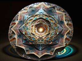 Fractal mandala Sacred geometry background created with technology photo