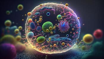 Bacteria and virus cells World under the microscope created with technology photo