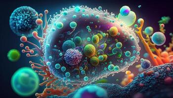 Bacteria and virus cells World under the microscope created with technology photo