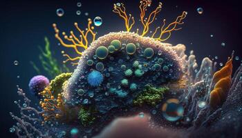 Bacteria and virus cells World under the microscope created with technology photo