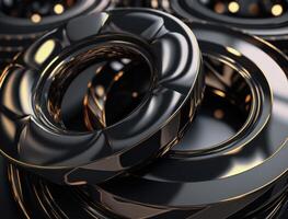 Concentric obsidian rings shapes Abstract geometric background created with technology photo