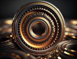 Concentric golden rings shapes Abstract geometric background created with technology photo