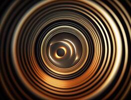 Concentric golden rings shapes Abstract geometric background created with technology photo