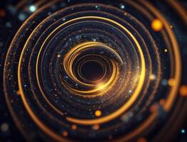 Concentric golden rings shapes Abstract geometric background created with technology photo