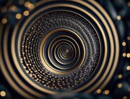 Concentric golden rings shapes Abstract geometric background created with technology photo