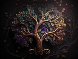 Yggdrasil world tree concept created with technology photo