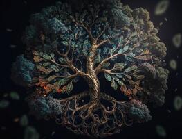 yggdrasil mundo árbol concepto creado con generativo ai tecnología foto