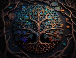 Yggdrasil world tree concept created with technology photo