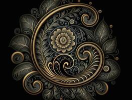 Royal vintage Victorian Gothic background Rococo venzel and whorl created with technology photo