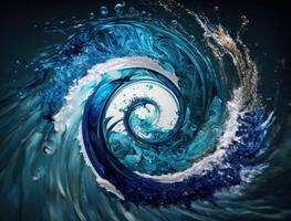 Radial spiral water splash background created with technology photo