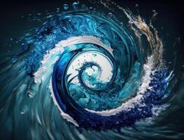 Radial spiral water splash background created with technology photo