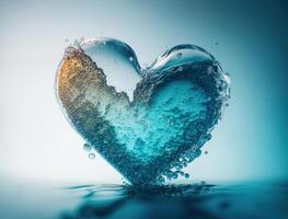 corazón hecho por azul transparente agua antecedentes creado con generativo ai tecnología foto