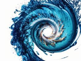 Radial spiral water splash background created with technology photo