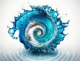 Radial spiral water splash background created with technology photo