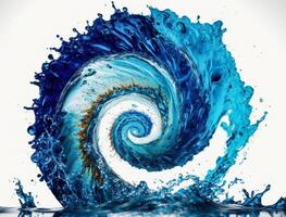 Radial spiral water splash background created with technology photo