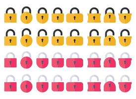 Opened and closed padlock icon in flat style. Lock vector illustration. Security check sign