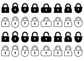 Opened and closed padlock icon in flat style. Lock vector illustration. Security check sign