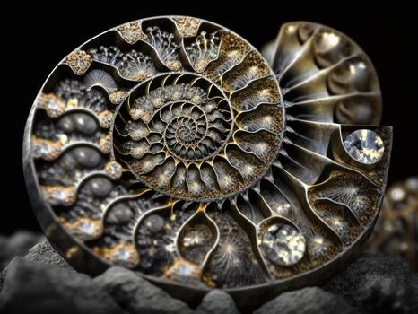 Ammonite fossil background created with technology photo