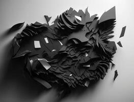 Abstract dark black various paper shapes background created with technology photo