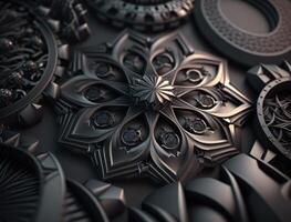 Abstract black geometric background Various shapes Flat lay created with technology photo