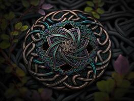 Ethnic celtic ornaments Esoteric vegetal background created with technology photo