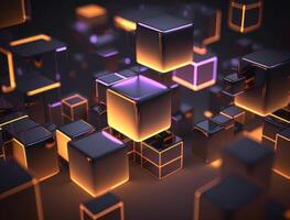 3D Futuristic cubes background Abstract geometric mosaic Square tiles pattern created with technology photo