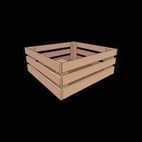 Wooden pallet vector illustration on black background . Isolated isometric wood container. Isometric vector wooden pallet.
