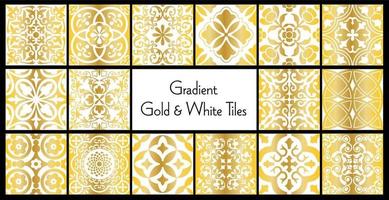 Gold White Abstract Ornate Tile Patterns vector