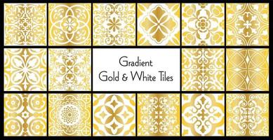 Gold White Abstract Ornate Tile Patterns vector