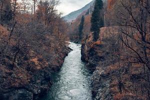 river between mountains autumn forest travel fresh air photo