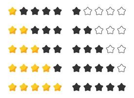 Star rating review from zero to five. Customer feedback vector